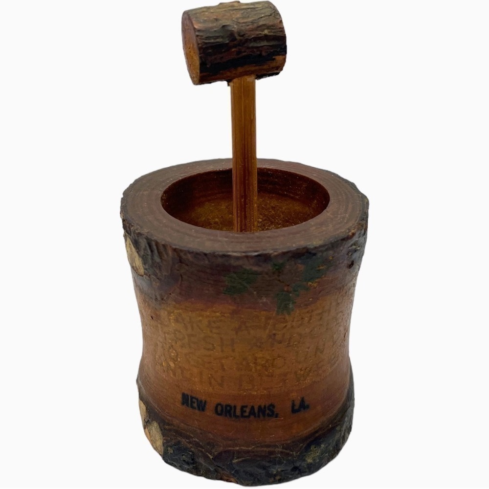 Vintage Rustic Wooden Toothpick Holder New Orleans Louisiana Souvenir Japan Made